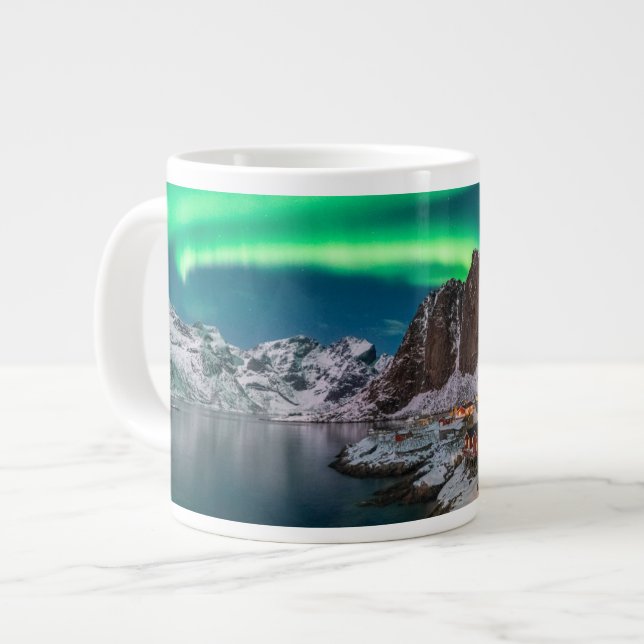 Eis und Schnee | Nordlichter, Norwegen Jumbo-Tasse (Vorderseite Links)