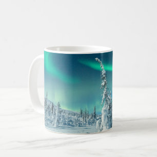 Eis und Schnee   Northern Lights, Lappland, Finnla Kaffeetasse