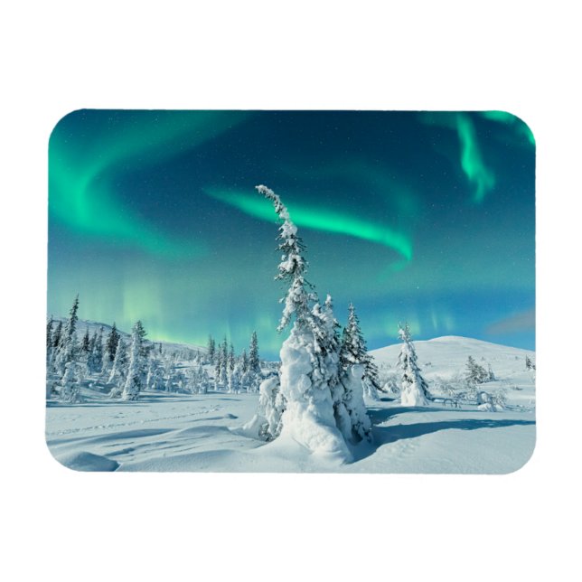 Eis und Schnee | Northern Lights, Lappland, Finnla Magnet (Horizontal)
