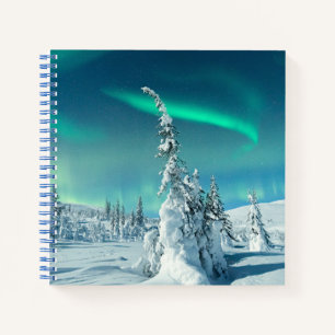 Eis und Schnee   Northern Lights, Lappland, Finnla Notizbuch