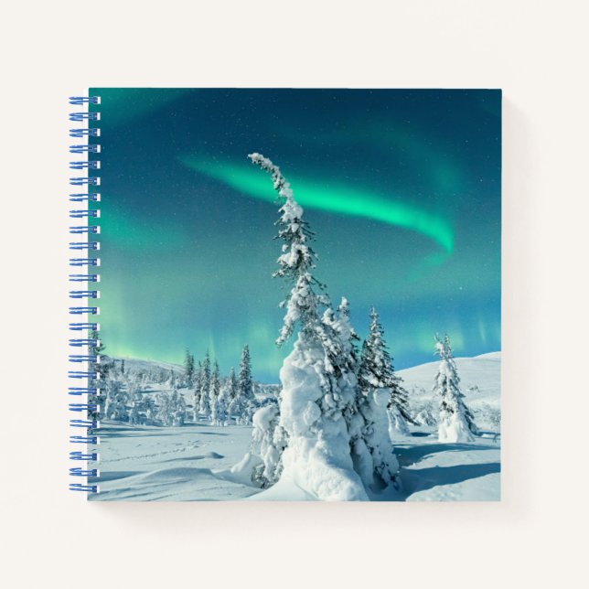 Eis und Schnee | Northern Lights, Lappland, Finnla Notizbuch (Vorderseite)