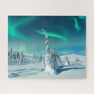 Eis und Schnee   Northern Lights, Lappland, Finnla Puzzle