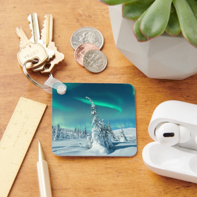 Eis und Schnee | Northern Lights, Lappland, Finnla Schlüsselanhänger (Schreibtisch)