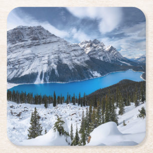 Eis und Schnee   Peyto-See, Kanadische Rockies Rechteckiger Pappuntersetzer