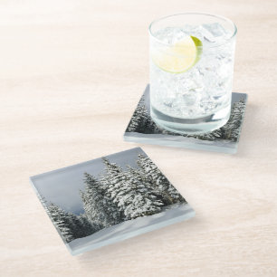 Eis und Schnee   Pine Woodland, Österreich Glasuntersetzer