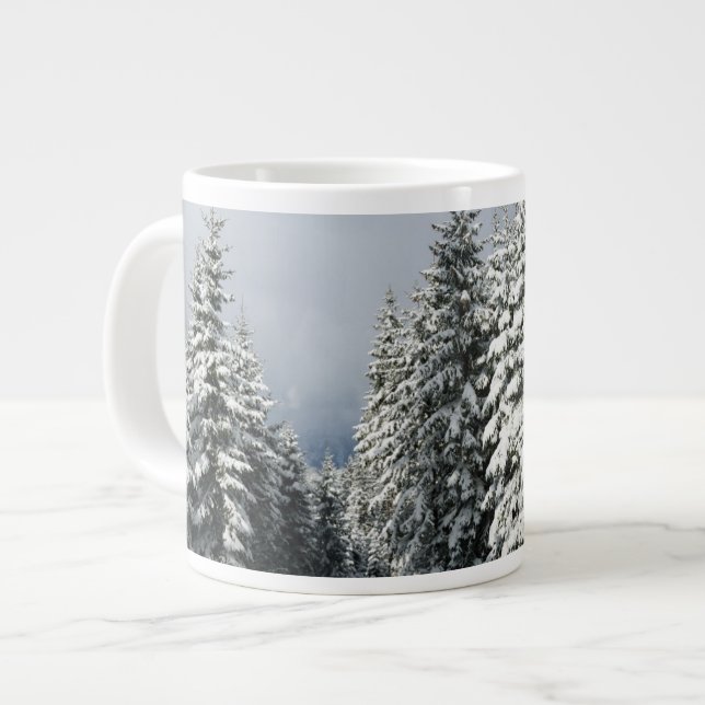 Eis und Schnee | Pine Woodland, Österreich Jumbo-Tasse (Vorderseite Links)