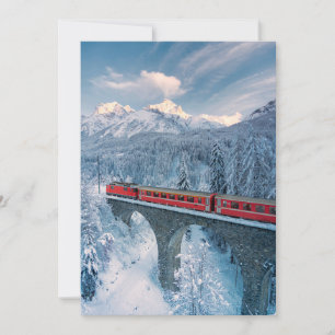 Eis und Schnee   Red Bernina Express Zug Schweiz Dankeskarte