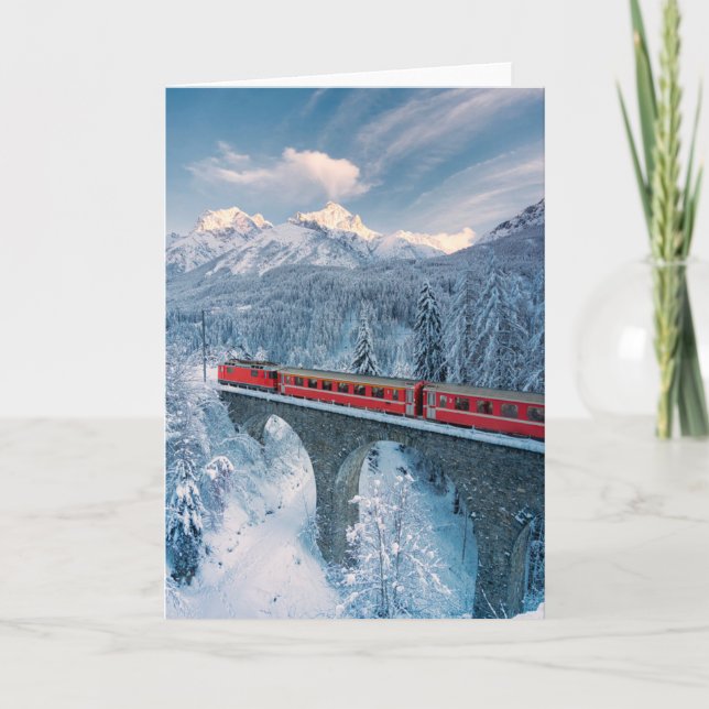 Eis und Schnee | Red Bernina Express Zug Schweiz Karte (Vorderseite)