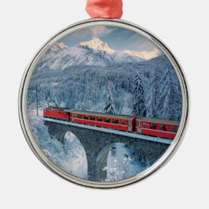 Eis und Schnee   Red Bernina Express Zug Schweiz Ornament Aus Metall