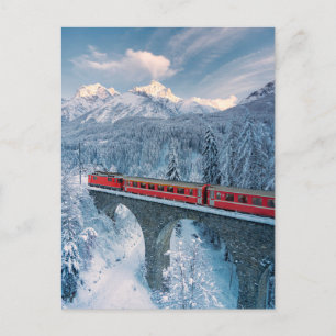 Eis und Schnee   Red Bernina Express Zug Schweiz Postkarte
