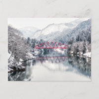 Eis und Schnee | Rote Brücke im Winter, Japan