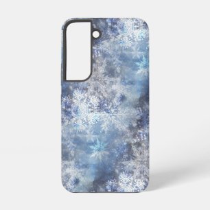 Eis- und Schnee-Textur Blaues Weihnachtsmuster Samsung Galaxy Hülle