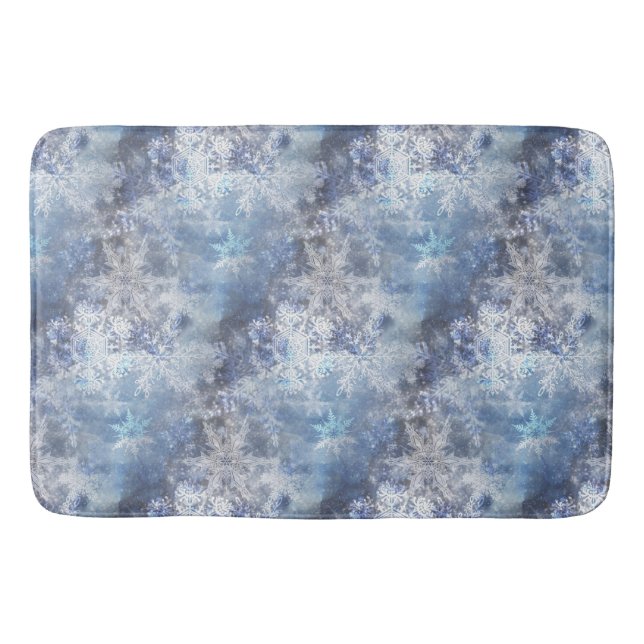 Eis und Schnee Textured Blue Weihnachtsmuster Badematte (Vorderseite)