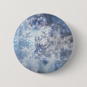Eis und Schnee Textured Blue Weihnachtsmuster Button