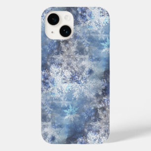 Eis und Schnee Textured Blue Weihnachtsmuster Case-Mate iPhone 14 Hülle