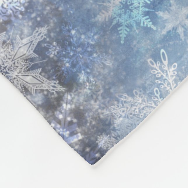 Eis und Schnee Textured Blue Weihnachtsmuster Fleecedecke (Ecke)