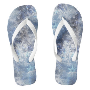 Eis und Schnee Textured Blue Weihnachtsmuster Flip Flops