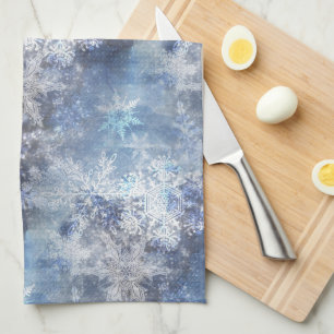 Eis und Schnee Textured Blue Weihnachtsmuster Geschirrtuch