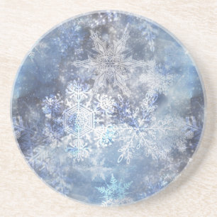 Eis und Schnee Textured Blue Weihnachtsmuster Getränkeuntersetzer