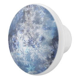 Eis und Schnee Textured Blue Weihnachtsmuster Keramikknauf