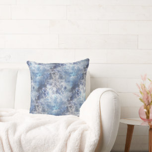 Eis und Schnee Textured Blue Weihnachtsmuster Kissen