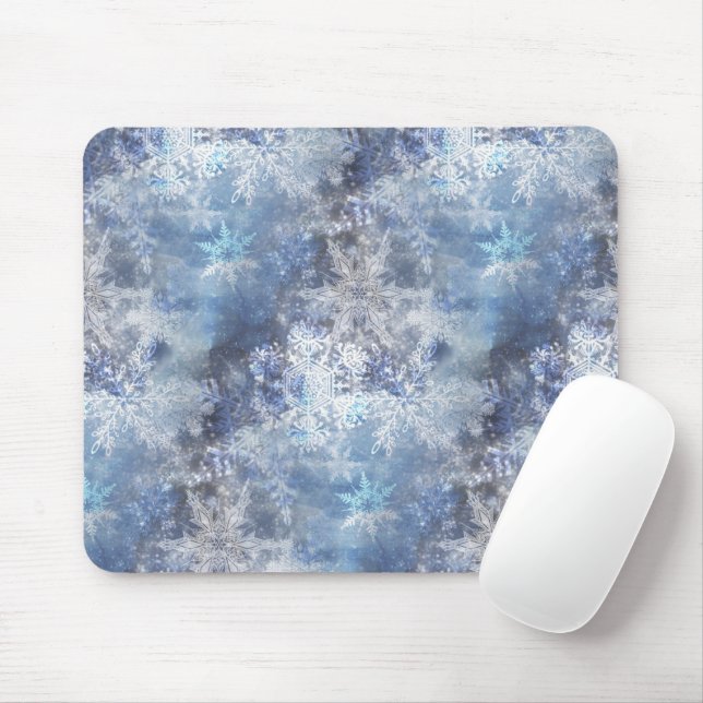 Eis und Schnee Textured Blue Weihnachtsmuster Mousepad (Mit Mouse)