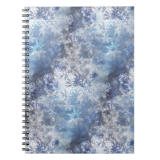 Eis und Schnee Textured Blue Weihnachtsmuster Notizblock (Vorderseite)