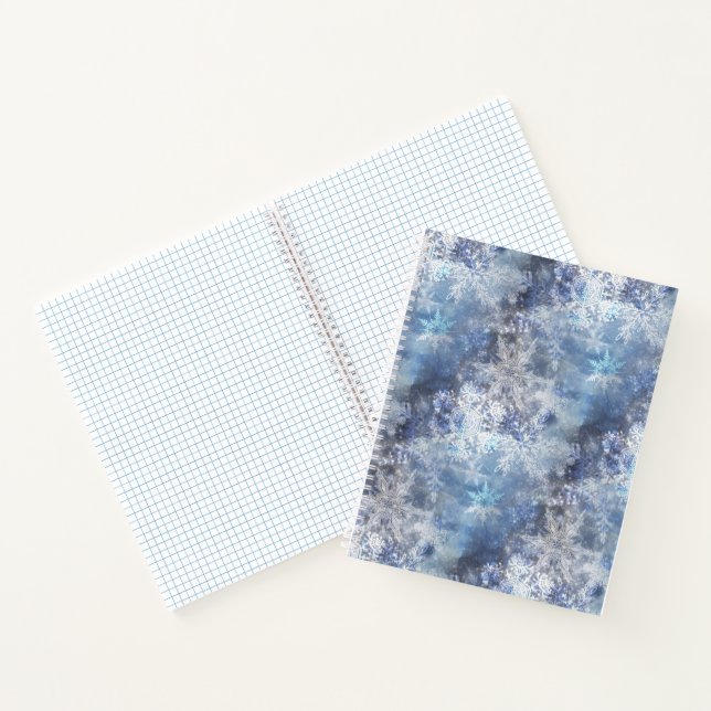 Eis und Schnee Textured Blue Weihnachtsmuster Notizbuch (Innenseite)