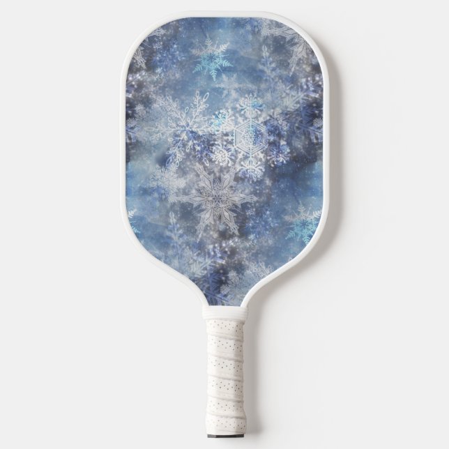 Eis und Schnee Textured Blue Weihnachtsmuster Pickleball Schläger (Vorderseite)