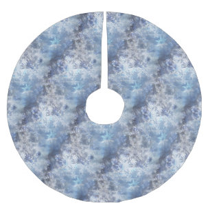 Eis und Schnee Textured Blue Weihnachtsmuster Polyester Weihnachtsbaumdecke