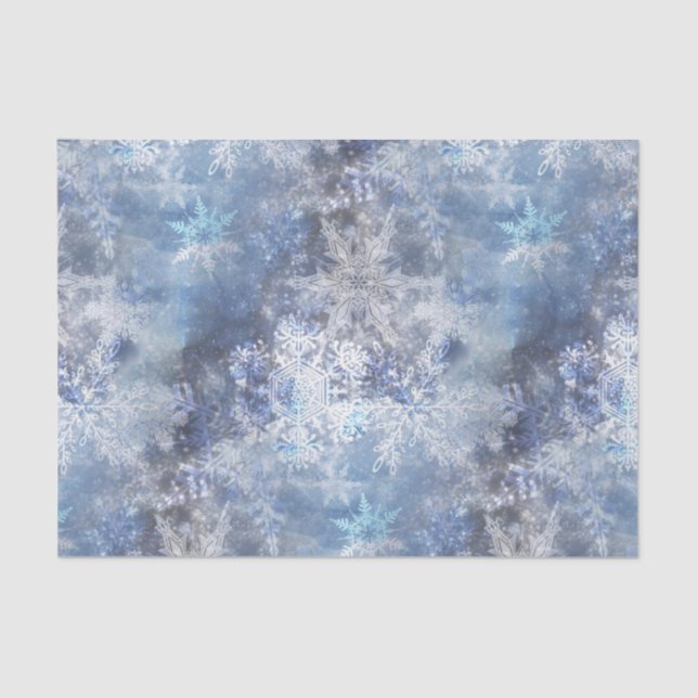 Eis und Schnee Textured Blue Weihnachtsmuster Seidenpapier (Vorderseite)