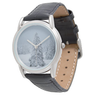 Eis und Schnee Wald, Schweizer Alpen Armbanduhr