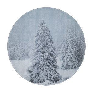 Eis und Schnee   Wald, Schweizer Alpen Schneidebrett