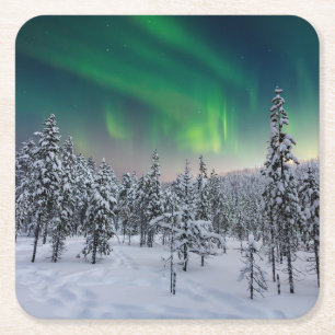 Eis und Schnee   Winterlandschaft, Finnland Rechteckiger Pappuntersetzer