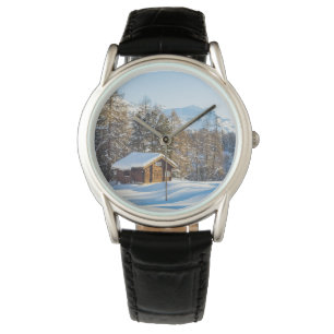 Eis und Schnee   Winterlogmelkabine Schweizer Alpe Armbanduhr