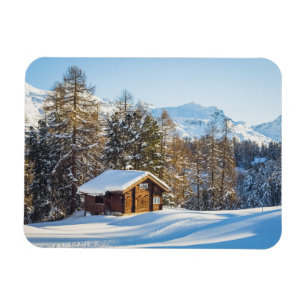 Eis und Schnee   Winterlogmelkabine Schweizer Alpe Magnet