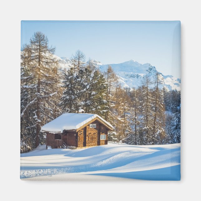 Eis und Schnee | Winterlogmelkabine Schweizer Alpe Magnet (Vorne)