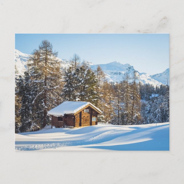 Eis und Schnee | Winterlogmelkabine Schweizer Alpe Postkarte (Vorderseite)