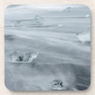 Eis und Wasser an einem Strand, Island Getränkeuntersetzer
