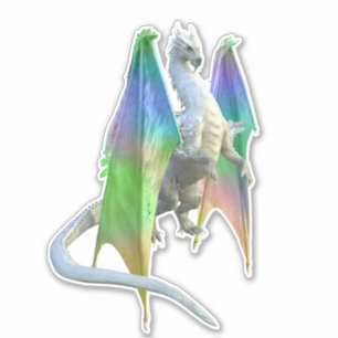 Eis White Dragon Rainbow Wantasy Aufkleber