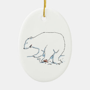 Eisbaer oval Keramik-Ornament Keramik Ornament