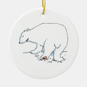 Eisbaer runder keramischer Weihnachtsschmuck