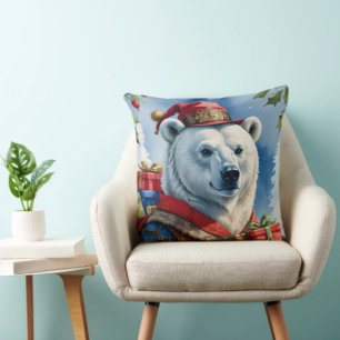 Eisbaer-Weihnachtsmann-Weihnachtsdesign Kissen