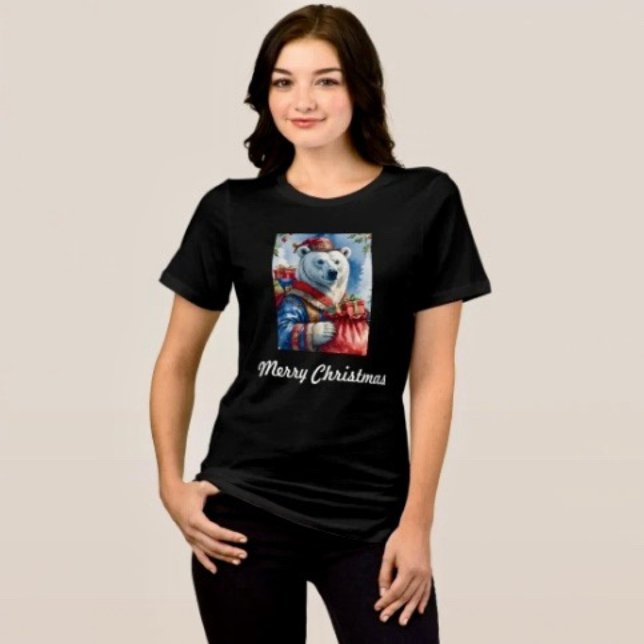 Eisbaer-Weihnachtsmann-Weihnachtsdesign Tri-Blend Shirt (Comfy tri-blend women’s tee feminine fit, scoop neck, short sleeves, relaxed fit.  
)