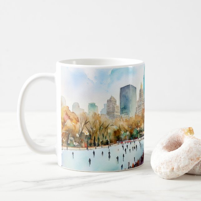 Eisbahn Central Park New York Kaffeetasse (Mit Donut)