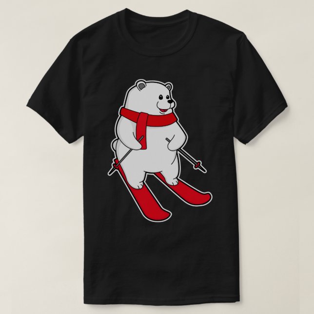 Eisbär als Skifahrer mit Ski T-Shirt (Design vorne)