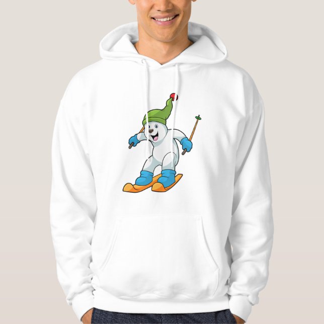 Eisbär als Skifahrer mit Ski- und Bobhut Hoodie (Vorderseite)