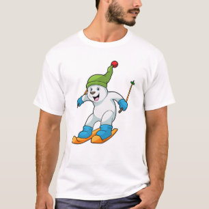 Eisbär als Skifahrer mit Ski- und Bobhut T-Shirt