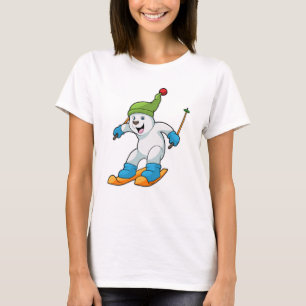 Eisbär als Skifahrer mit Ski- und Bobhut T-Shirt