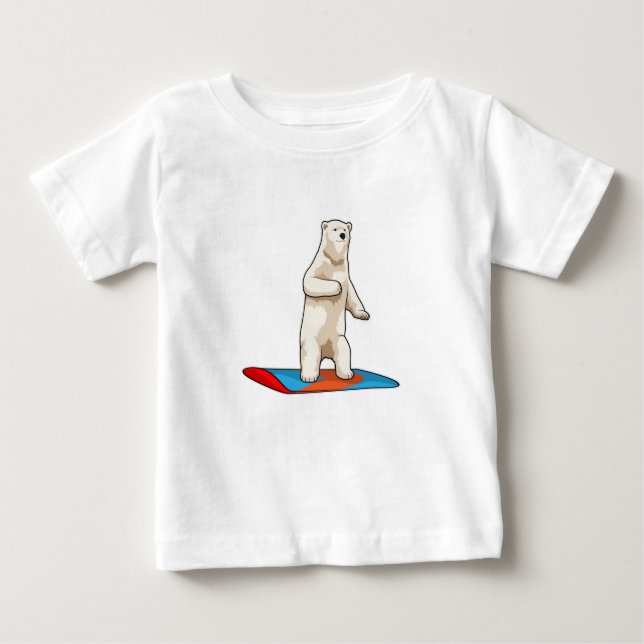 Eisbär als Snowboarder mit Snowboard Baby T-shirt (Vorderseite)